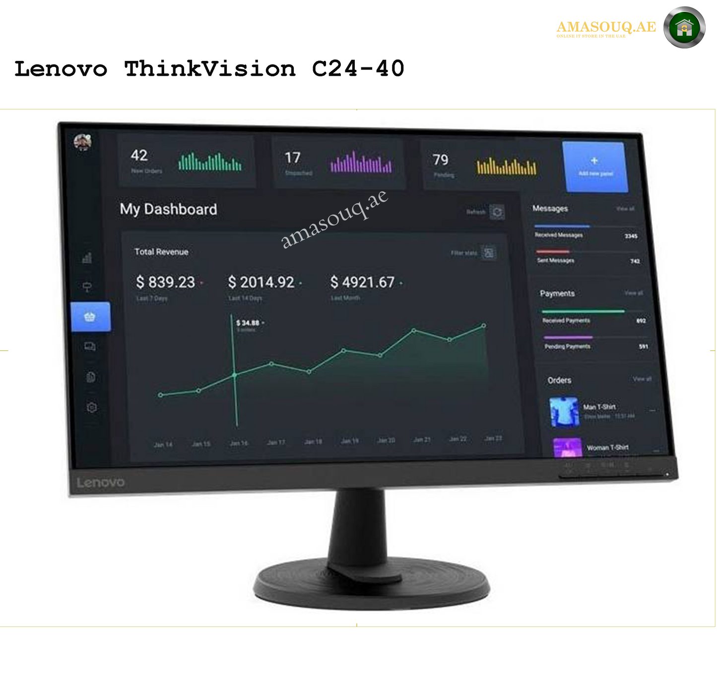 Lenovo ThinkVision C24-40 Monitor – 24" FHD Display for Work & Study