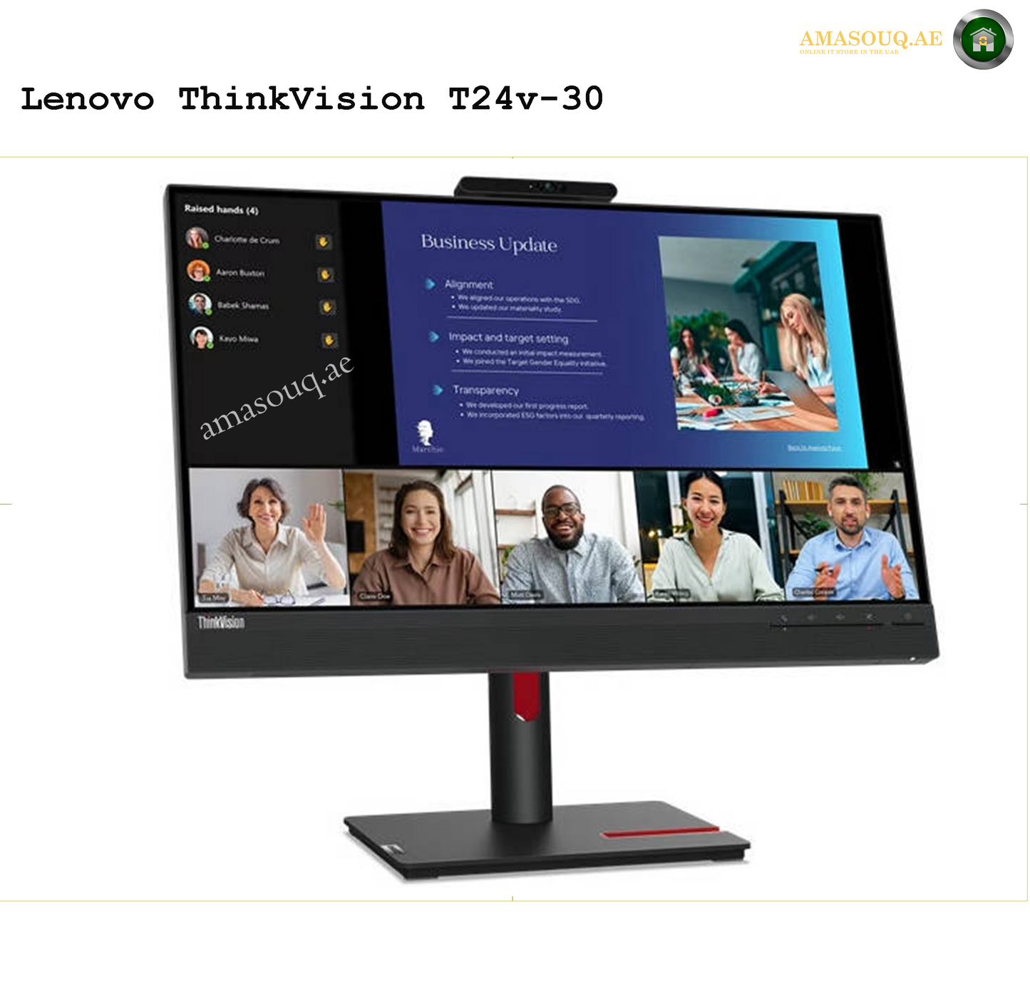 Lenovo ThinkVision T24v-30 Monitor with Full HD & Built-in Webcam