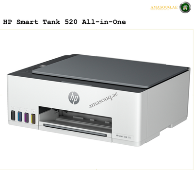HP Smart Tank 520 All-in-One Printer, 27 Segments + 1" iCON LCD Display, 12ppm Black & 5ppm Color Print Speed, 10cpm Black & 2cpm Color Copy Speed, Up to 1200dpi Resolution, White | 1F3W2A