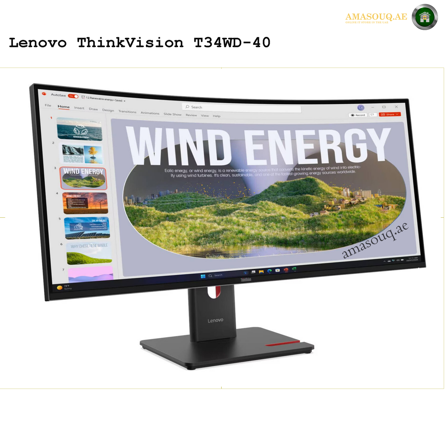 Lenovo ThinkVision T34WD-40 34" Monitor – Premium Productivity Monitor