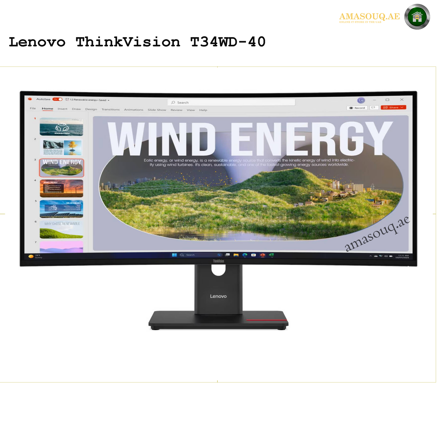 Lenovo ThinkVision T34WD-40 34" Monitor – Premium Productivity Monitor