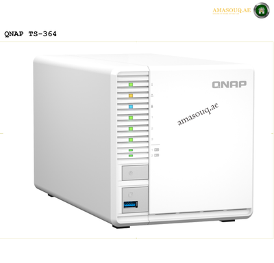 QNAP TS-364-8G 3-BAY | QNAP TS-364 3-Bay NAS, Intel® Celeron® N5095 4-core/4-Thread Processor, 8GB RAM, Intel UHD Graphics, Hot-Swappable, Kensington Security Slot, Hardware Transcoding | TS-364-8G | Free Warranty 2-3 Years | amasouq.ae