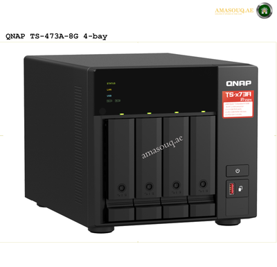 QNAP TS-473A-8G 4-bay | QNAP 4-Bay NAS Server, AMD Ryzen V1500B Processor, 2.2 GHz CPU, 8GB DDR4 RAM, 2.5 GbE LAN | TS-473A-8G | Free Warranty 2-3 Years | amasouq.ae