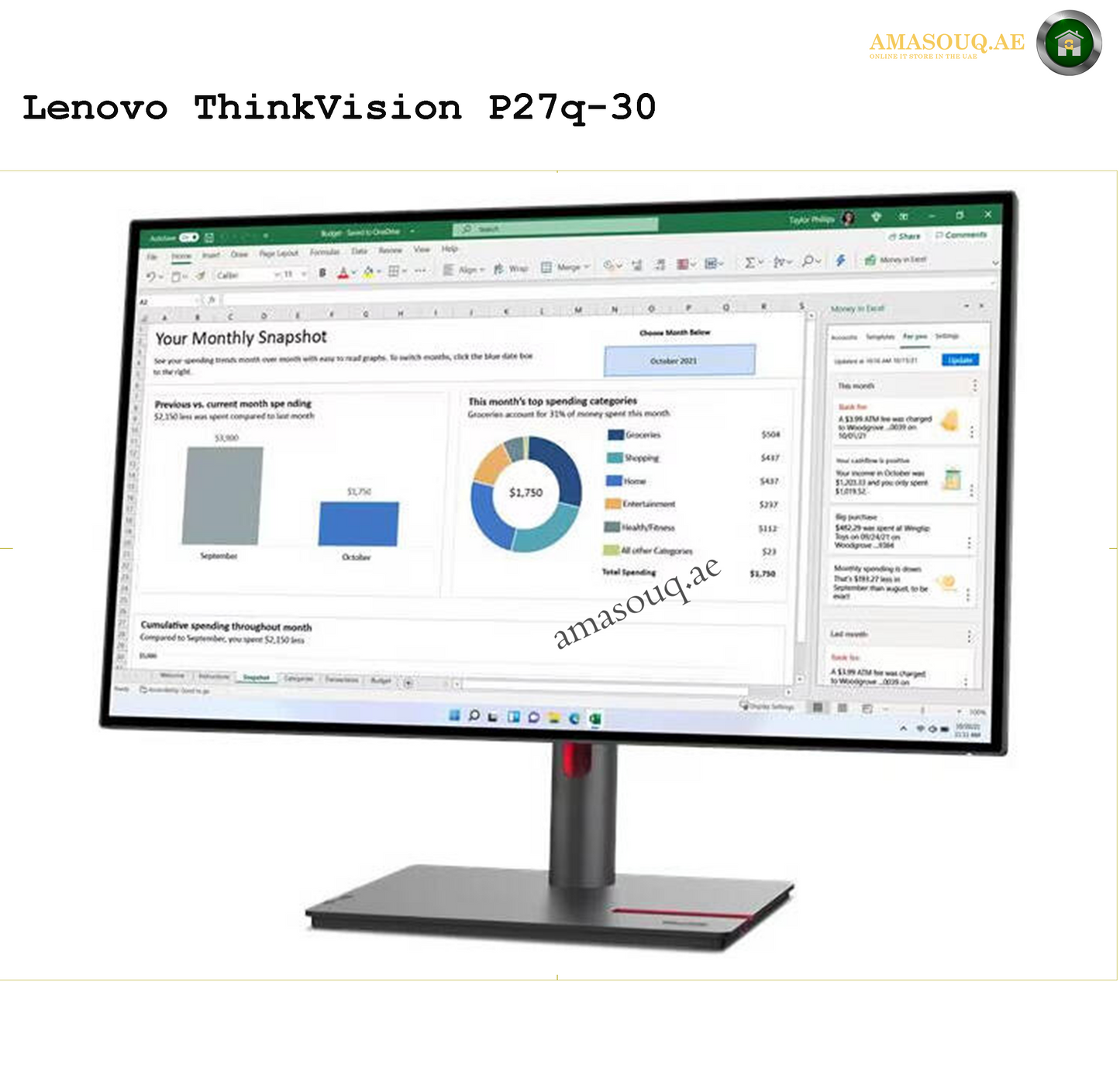 Lenovo ThinkVision P27q-30 Monitor 27" – Premium QHD Visuals & Ergonomic Design