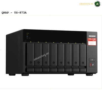 QNAP TS-873A-8G 8-bay | QNAP Diskless 8 Bay High-Performance NAS Server, AMD Ryzen Embedded V1500B Processor, 2.2 GHz, 8GB DDR4 RAM, 2x2.5GbE Ports, Two PCIe Gen3 Slots | TS-873A-8G | Free Warranty 2-3 Years | amasouq.ae