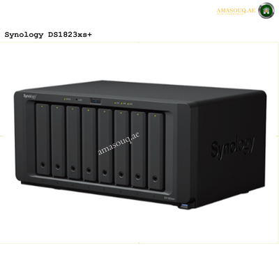 Synology DiskStation DS1823xs+ 8-Bay NAS Enclosure, AMD Ryzen V1780B 4-Core Base, 8GB RAM, 3.5" SATA HDD, 2.5" SATA & M.2 228 NVMe SSD Compatible, 3x RJ-45 LAN Ports, 3x USB-A Ports, Black | DS1823xs+ | Free Warranty 2-3 Years | amasouq.ae