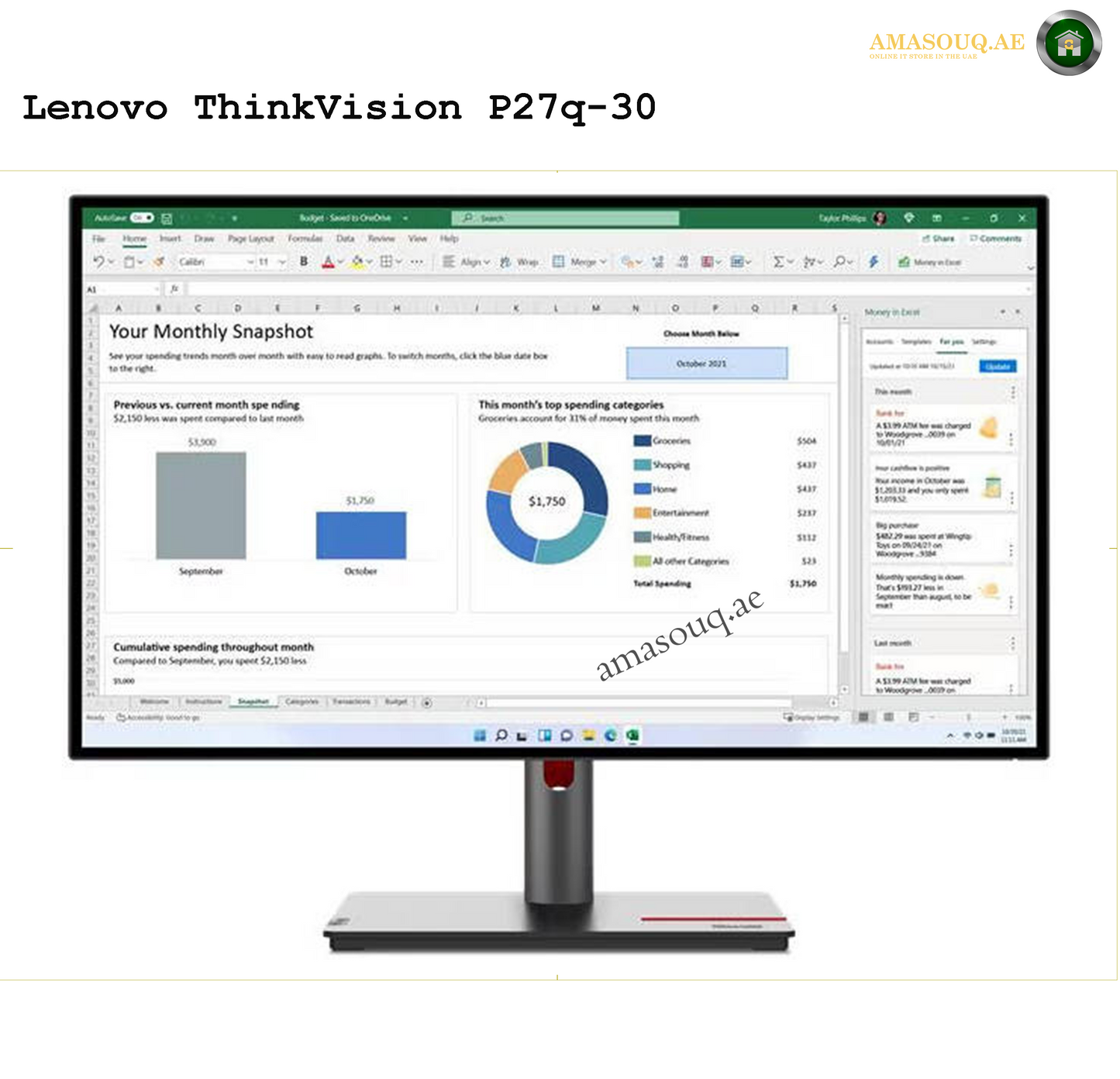 Lenovo ThinkVision P27q-30 Monitor 27" – Premium QHD Visuals & Ergonomic Design