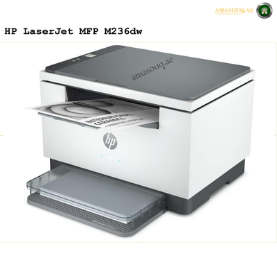 HP M236dw LaserJet Multifunction Printer, Up To 29ppm Print Speed, Copy / Print / Scan, 150 Sheets Standard Handling Input, USB 2.0 / Ethernet / Wireless 802.11b Connectivity, White - Gray | 9YF95A