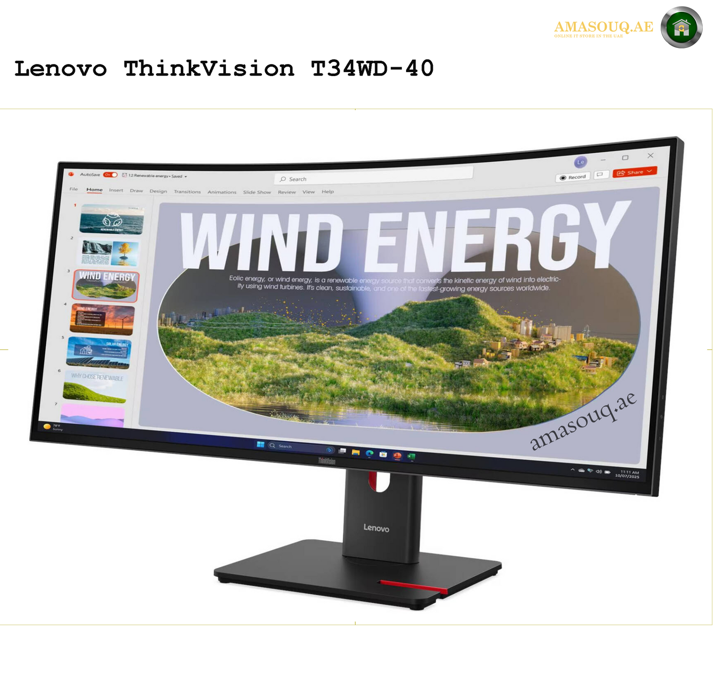 Lenovo ThinkVision T34WD-40 34" Monitor – Premium Productivity Monitor