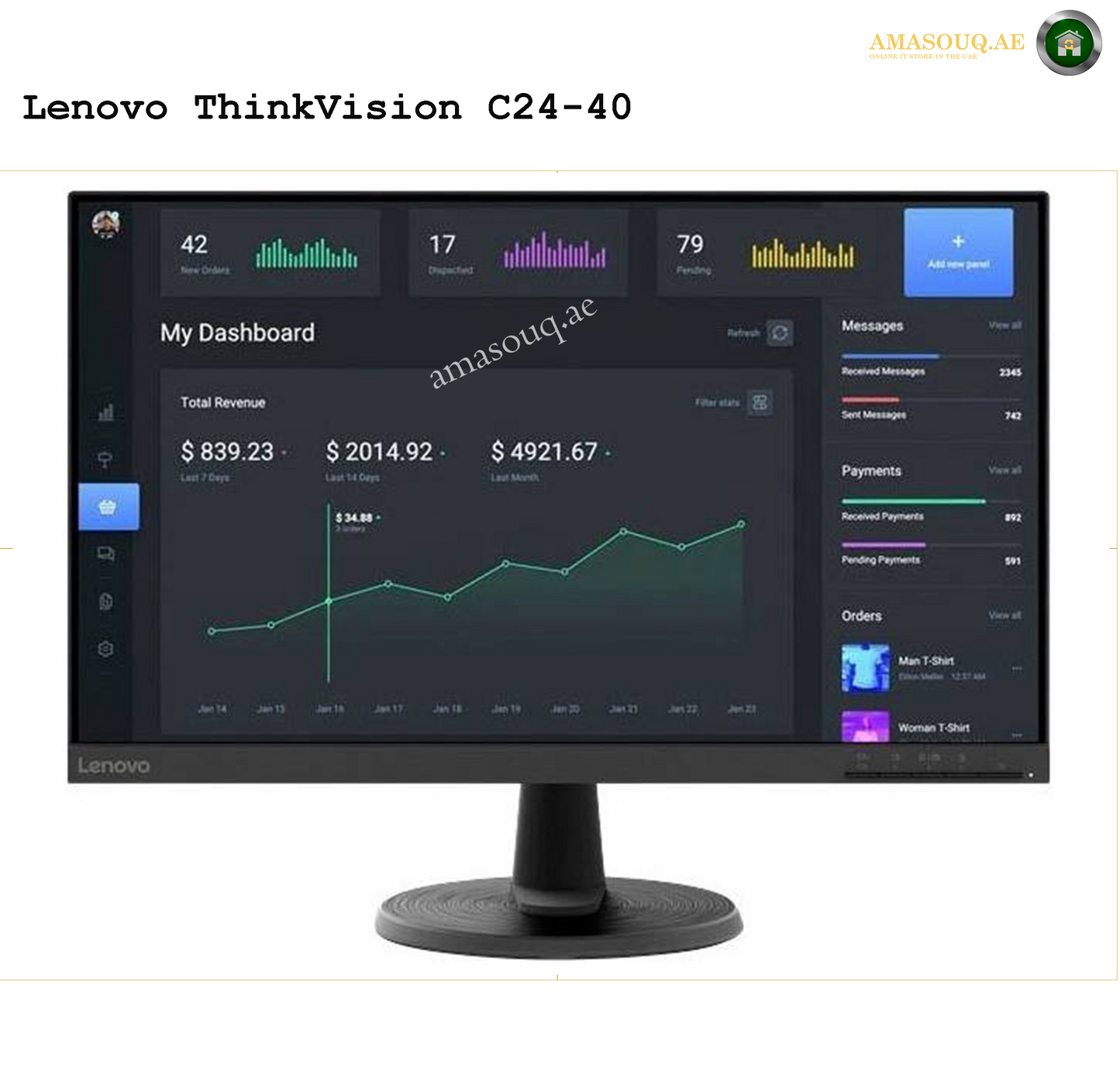 Lenovo ThinkVision C24-40 Monitor – 24" FHD Display for Work & Study