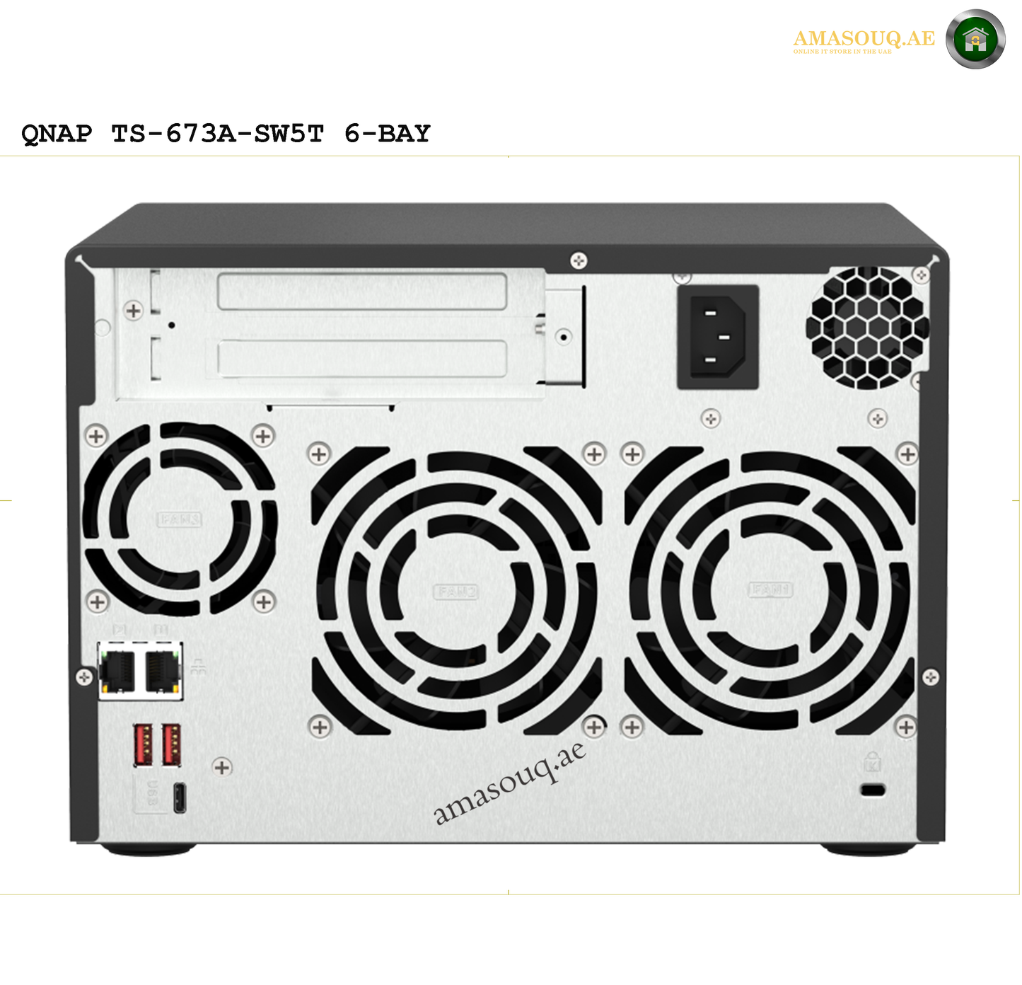 QNAP TS-673A-8G 6-Bay, AMD Ryzen V1000 4 CPU, 8 GB DDR4 Memory, 2 PCIe Slot, USB 3.2 Gen 2 , 250W PSU | Free Warranty 2-3 Years | amasouq.ae