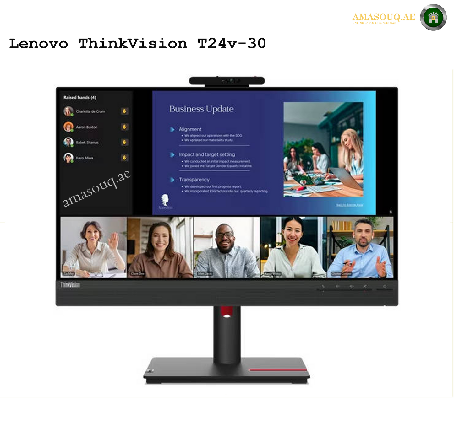 Lenovo ThinkVision T24v-30 Monitor with Full HD & Built-in Webcam