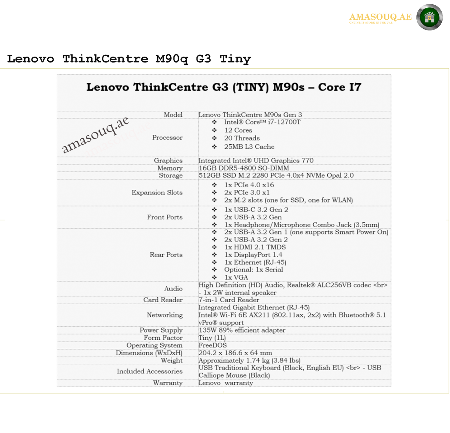 Lenovo ThinkCentre M90q Gen3 Tiny