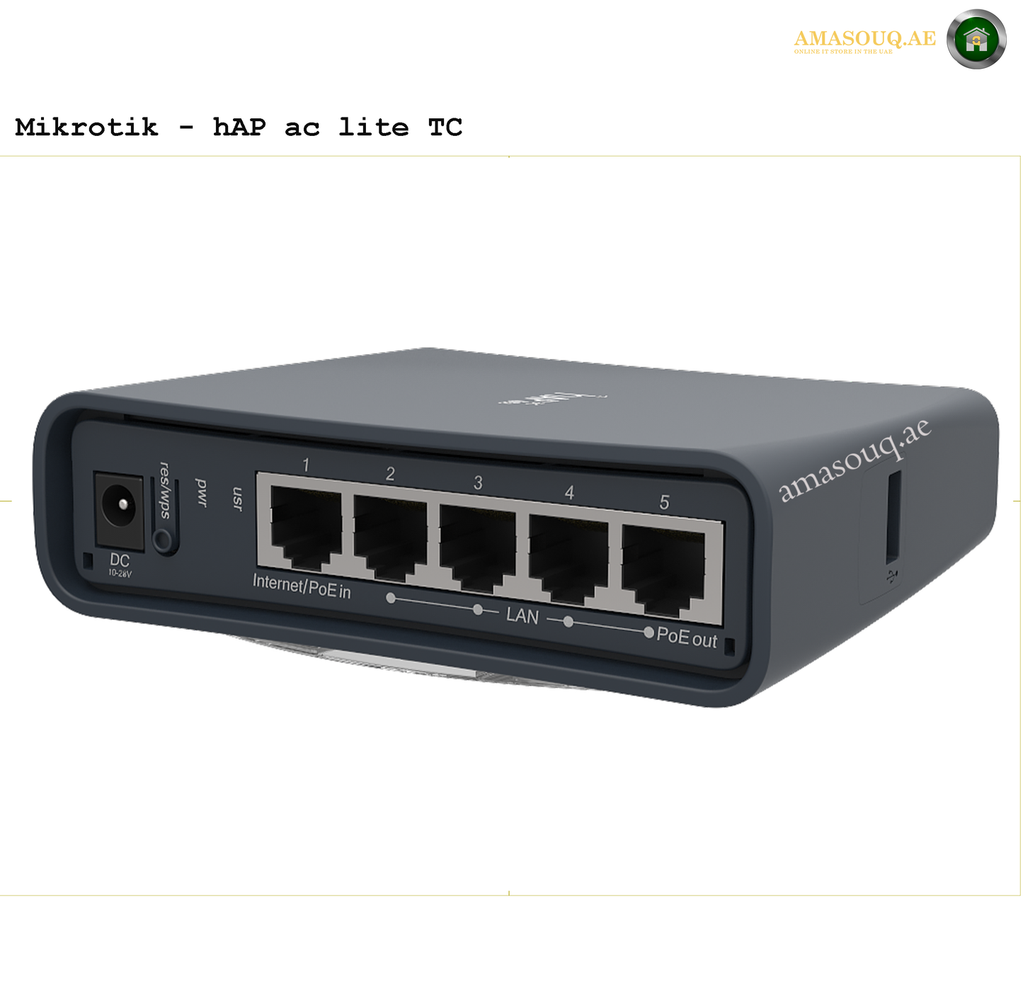 Black Mikrotik router at AMASOUQ.AE front view 1
