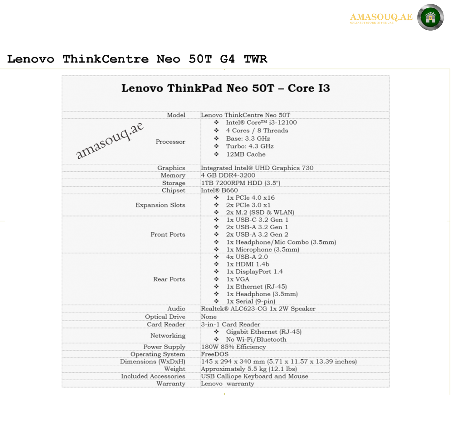 Lenovo ThinkCentre (TWR) - 50T Gen4