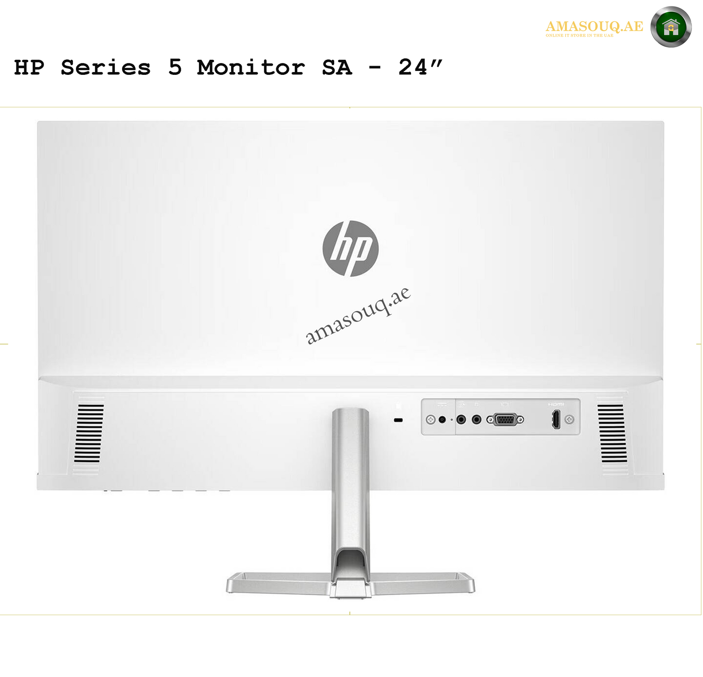 HP Series 5 524SA Monitor, 24" FHD IPS Display, 100Hz Refresh Rate, 5ms , Tilt Adjustable, Built-In 2x 2W Speaker, Micro Edge On 3 Sides, 16.7m Colors, White/Silver