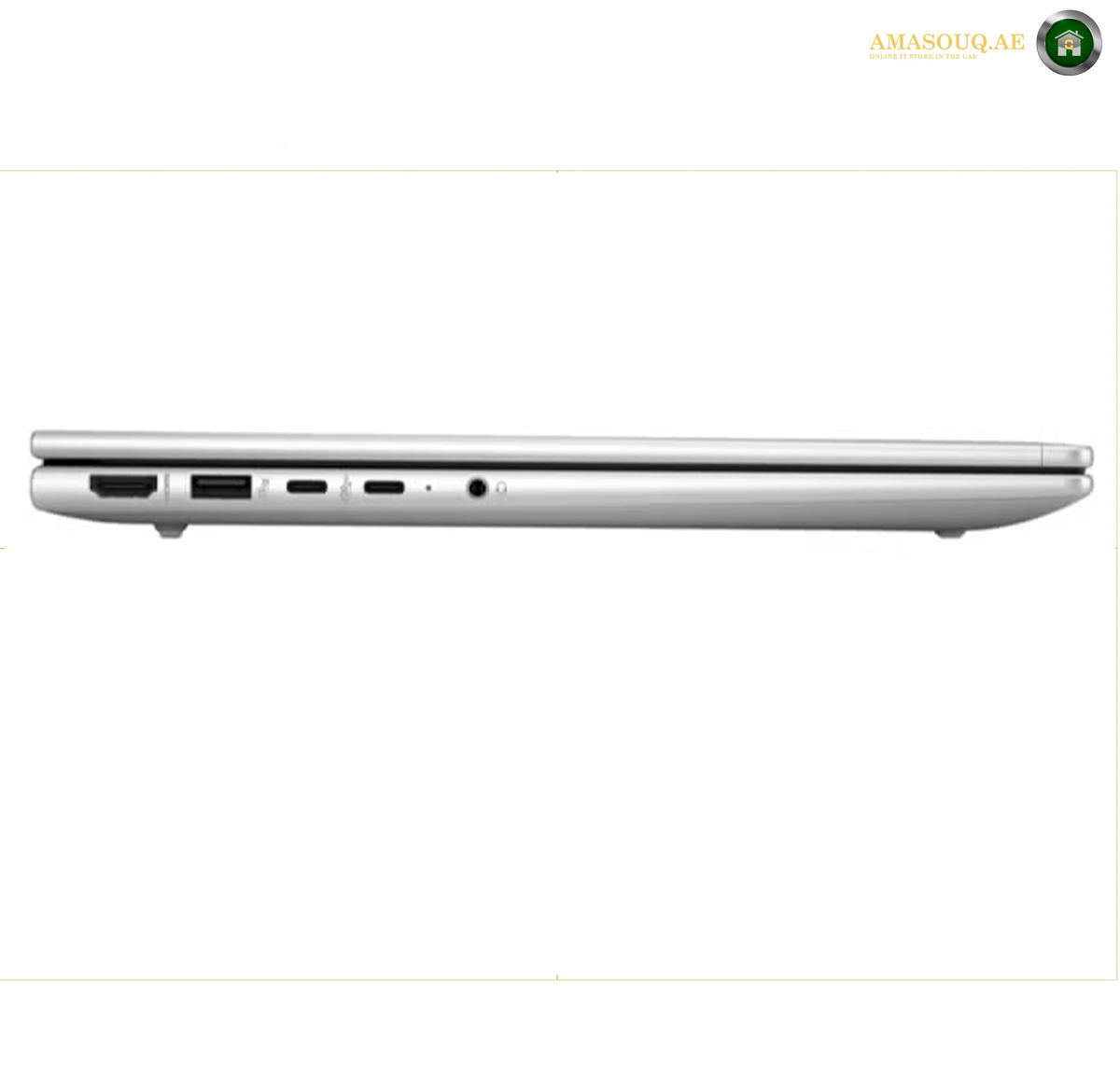 HP ProBook 440 G11 USB-C USB-A HDMI and Ethernet ports | A38BCET#BH5. A silver aluminum laptop shown from its thin side profile, displaying various port openings including USB, HDMI, and audio jacks, set against a plain white background.