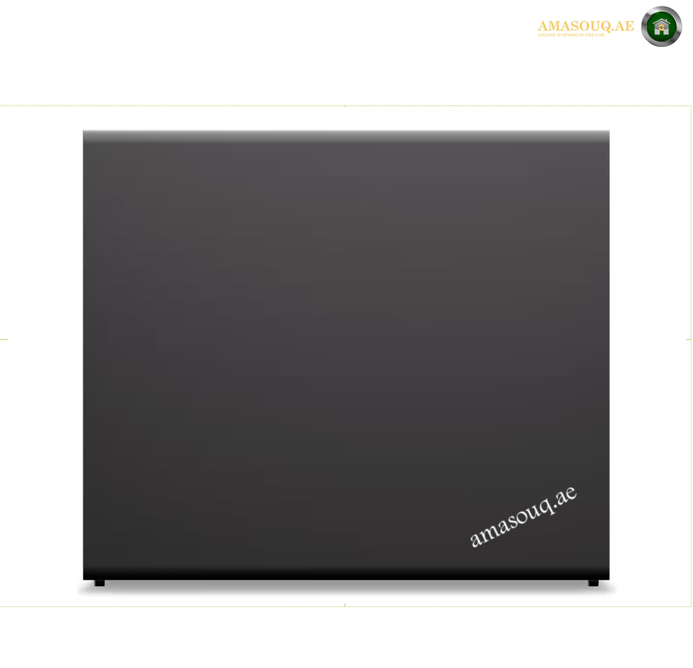 Lenovo ThinkStation P8 30HH0020AX black workstation tower. A closed black laptop with a subtle gradient finish, shown from the front against a white background with a small logo in the top right corner.