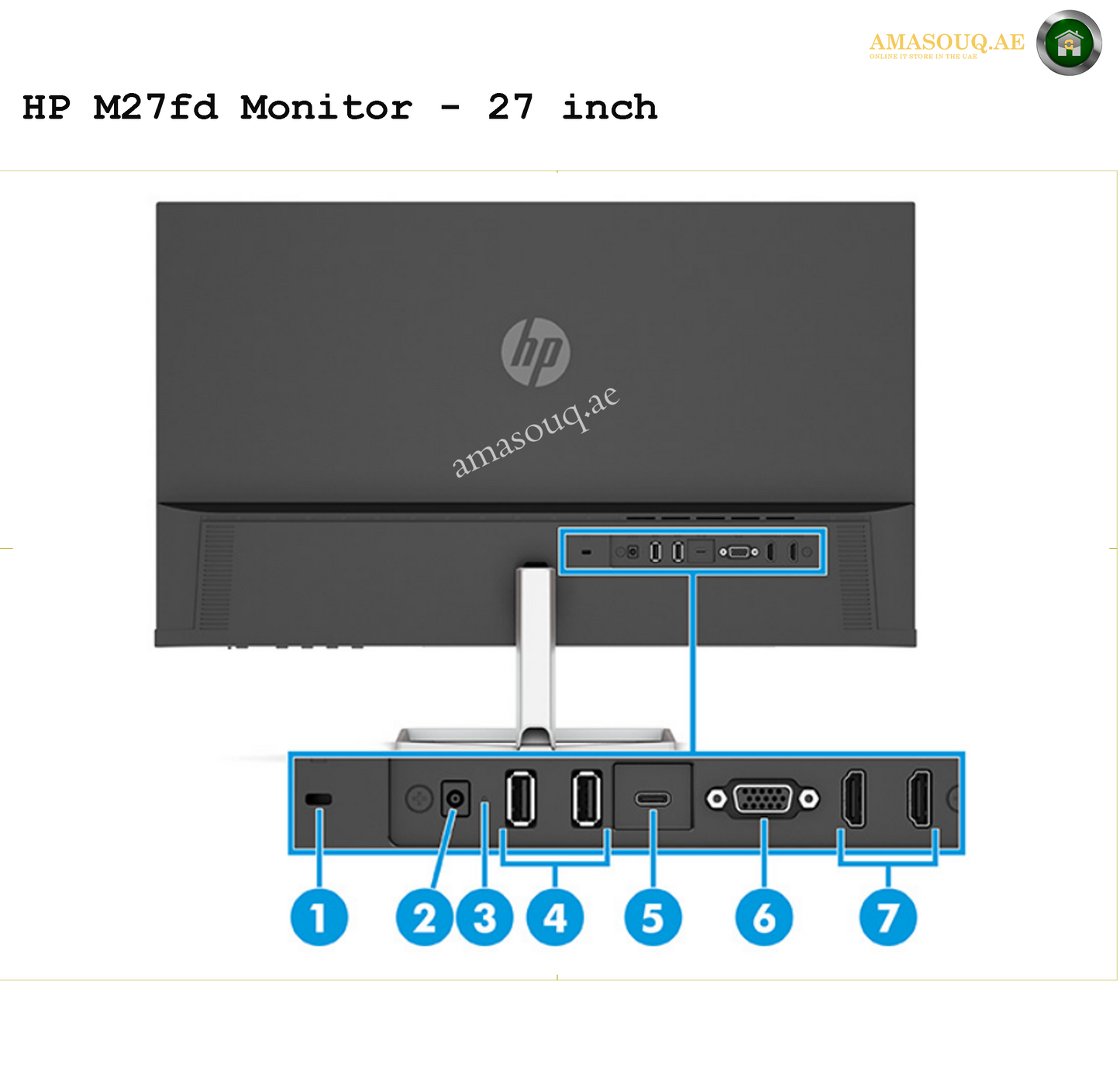 HP M27fd FHD USB-C - 27" | AMASOUQ.AE PORT VIEW
