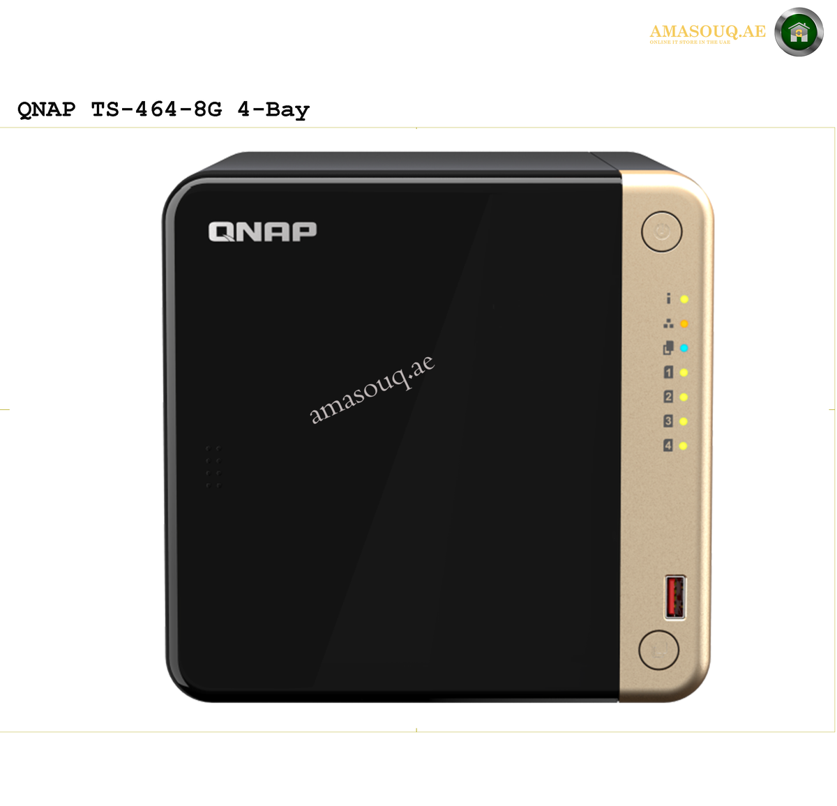 QNAP TS-464-8G Intel Celeron NAS | TS-464-8G. QNAP TS-464-8G 4-Bay storage device with QNAP logo on a white background.