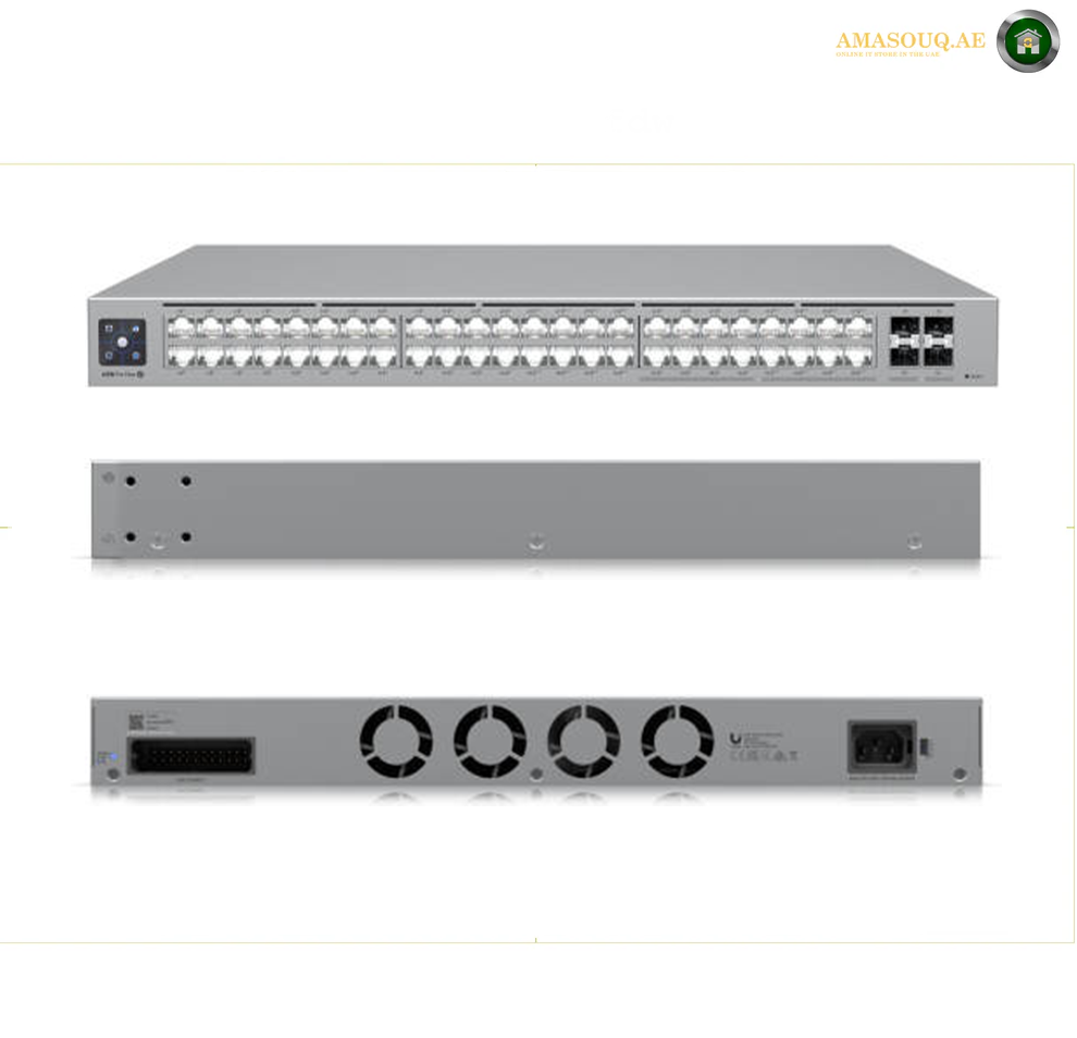 Ubiquiti Pro Max 48 PoE Network Switch, 1.3" Touchscreen, 32x GbE RJ45 ports, 224 Gbps Switching Capacity, 720W Total Available PoE, SGCC Steel Material, Black | USW-Pro-Max-48-PoE