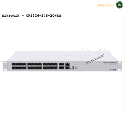 Mikrotik CRS326-24S+2Q+RM router switch on AMASOUQ.AE FRONT VIEW