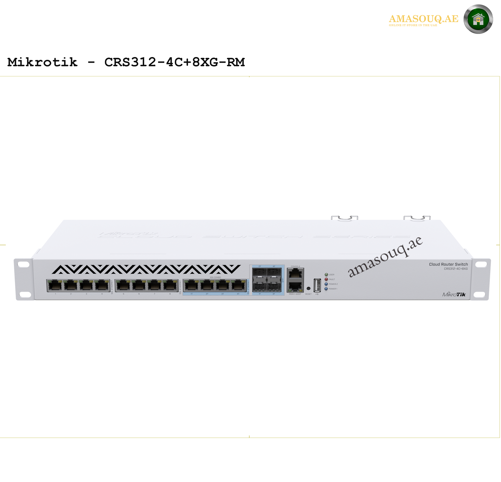 Mikrotik CRS312-4C+8XG-RM router oN AMASOUQ.AE - FRONT VIEW