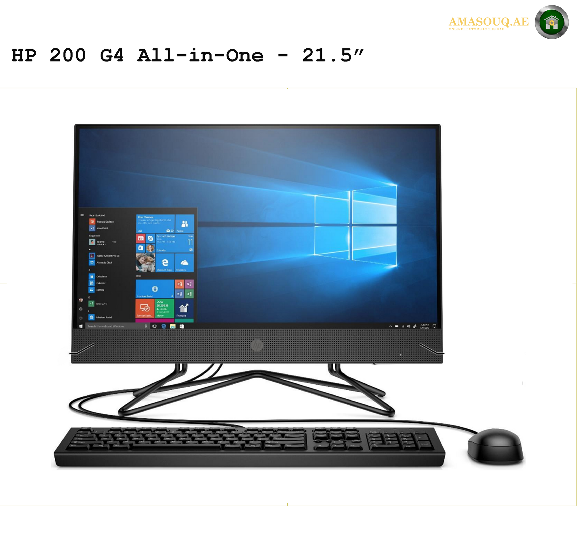 HP 200 G4 All-in-One PC - DOS 21.5"  | AMASOUQ.AE FRONT VIEW