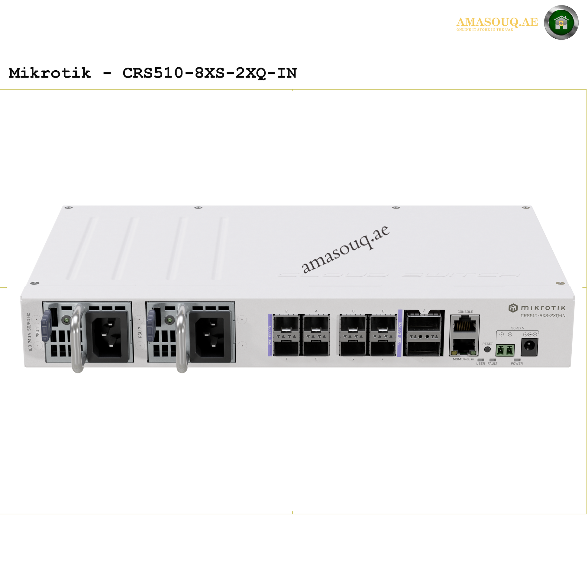 Mikrotik CRS510-8XS-2XQ-IN router at AMASOUQ.AE - front view