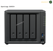 SYNOLOGY DISK STATION DS925+ | Synology DiskStation DS925+ 4 Drive Bays NAS Server, AMD Ryzen V1500B Processor, 4 GB RAM, 3.5" SATA HDD, 2.5" SATA SSD, M.2 2280 NVMe SSD, Hot Swappable Drive, Black | DS925+ | Free Warranty 2-3 Years | amasouq.ae