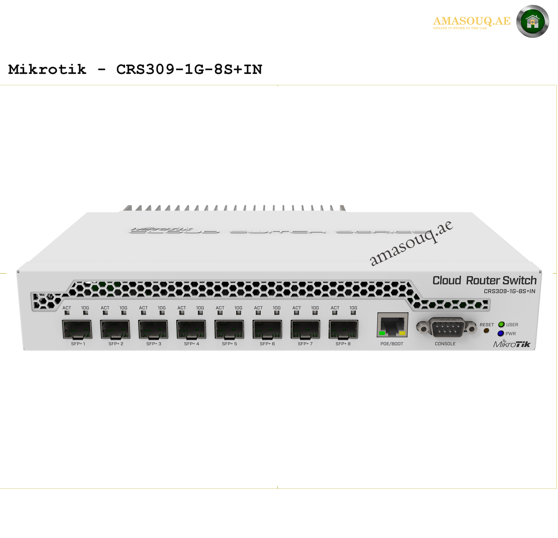 Mikrotik Cloud Router Switch CRS309-1G-8S+IN at AMASOUQ.AE - front view