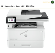 HP LaserJet Pro MFP 4103fdw Printer, 2.7" Color Touchscreen Display, Up to 50ppm Print Speed, Up to 42cpm Copy Speed, 50 Sheets ADF Capacity, White | 2Z629A