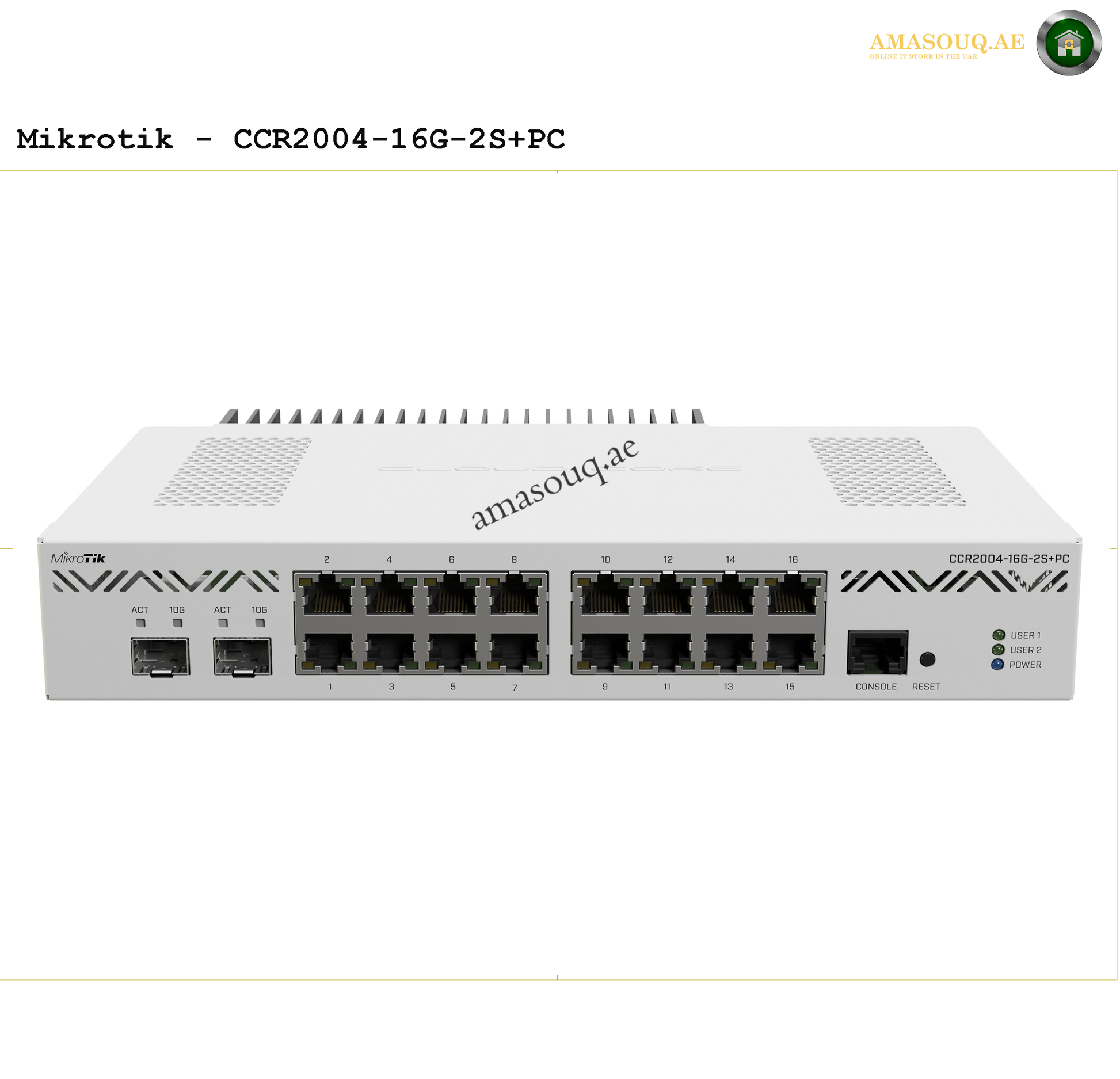 MikroTik CCR2004-16G-2S+PC Router | AMASOUQ.AE FRONT VIEW
