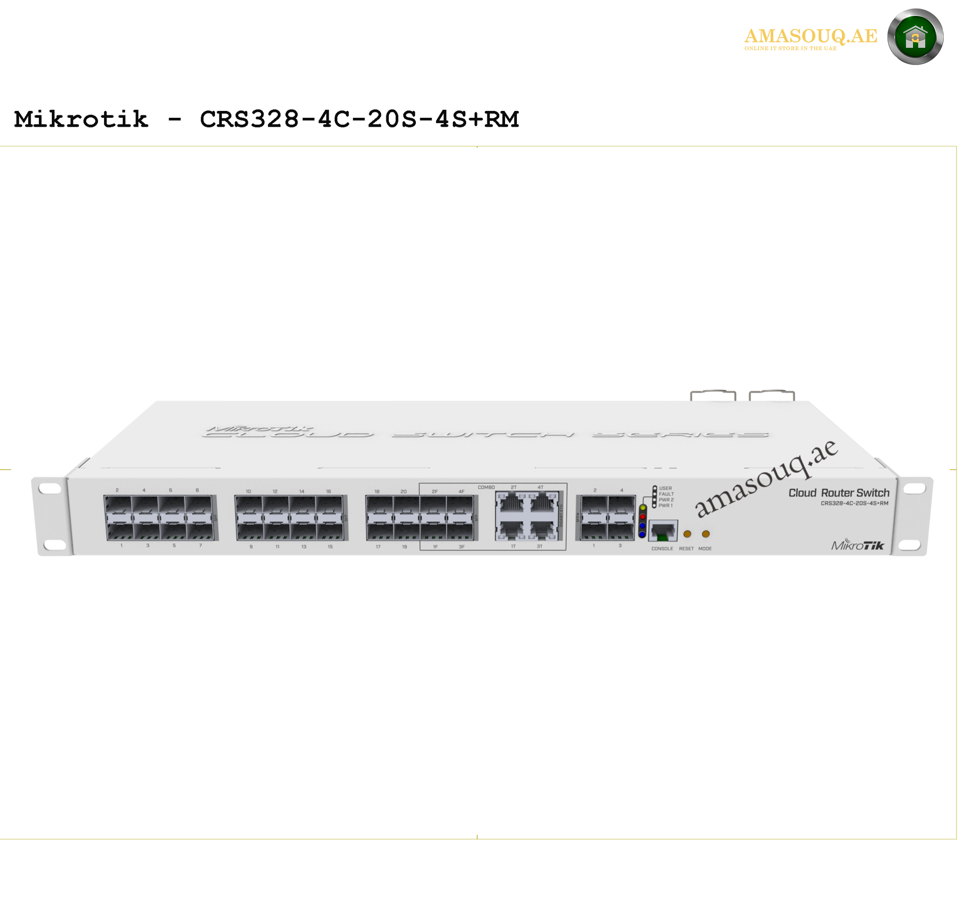 Mikrotik CRS328-4C-20S-4S+RM router switch on AMASOUQ.AE FRONT VIEW