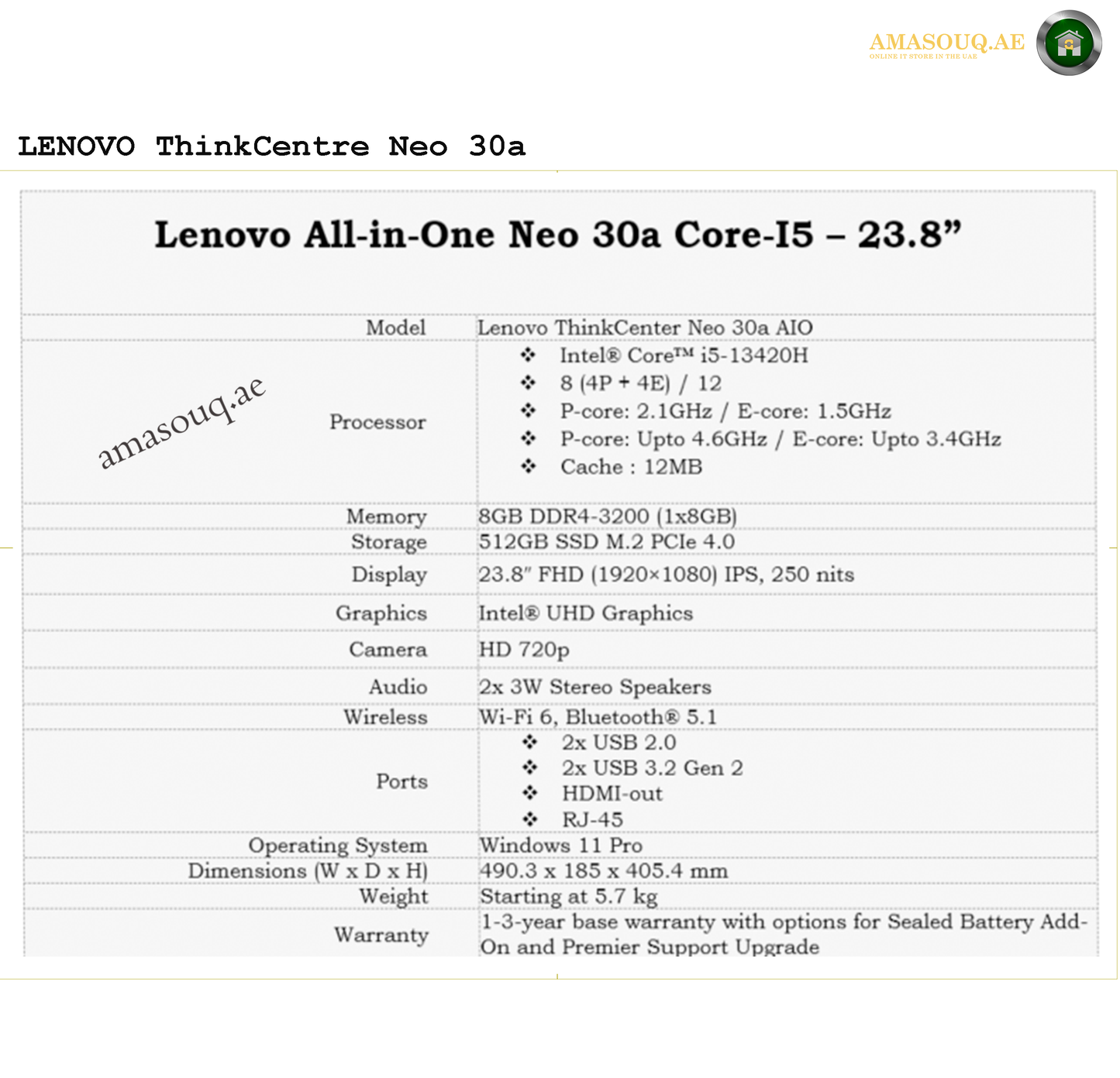 Lenovo ThinkCentre AIO - Neo 30a - Gen4