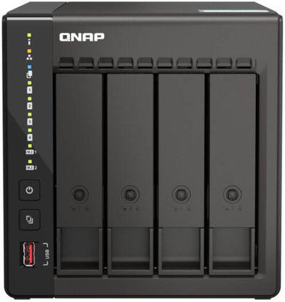 QNAP TS-453E-8G 4-bay | QNAP TS-453E NAS Enclosure, Intel Celeron J6412, 8GB RAM, 4GB Flash Memory, 4 x 3.5-inch SATA 6Gb/s Drive Bay, Intel UHD Graphics, Hot-swappable, Black | TS-453E-8G | Free Warranty 2-3 Years | amasouq.ae