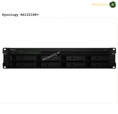 Synology Rackmount 1221RP+ 4GB 2U 8-Bay | Synology RackStation RS1221+ 8-Bay NAS Enclosure, 4GB of DDR4 ECC RAM, 1 x PCIe Gen 3.0 x8 Slot, 2 x USB 3.0 Type-A | RS1221+ | Free Warranty 2-3 Years | amasouq.ae