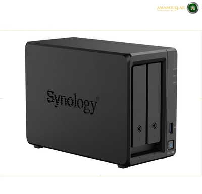 DiskStation DS725+ 2 Drive Bays NAS Server, AMD Ryzen R1600 Processor, 4GB RAM, 3.5" SATA HDD, 2.5" SATA SSD, M.2 2280 NVMe SSD, Hot Swappable Drive, Black | DS725+ | Free Warranty 2 Years | amasouq.ae