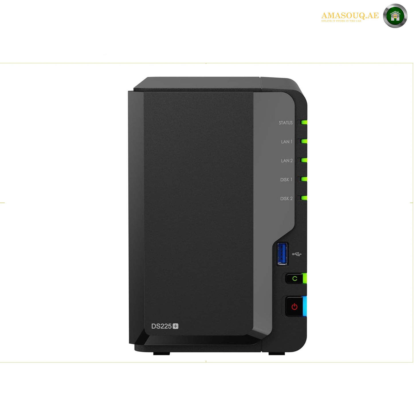 Synology DiskStation - DS225+ - 2 Bay | Synology DiskStation DS225+ 2 Drive Bays NAS Server, Intel Celeron J4125 Processor, 2GB RAM, 3.5" SATA HDD, 2.5" SATA SSD, Hot Swappable Drive, Black | DS225+ | Free Warranty 2 Years | amasouq.ae