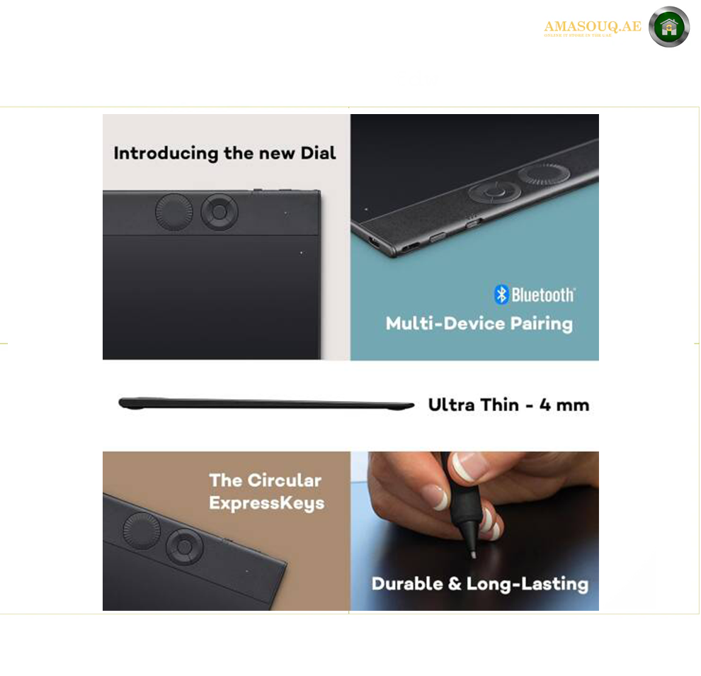 Wacom Intuos Pro Small PTK-470 Drawing Tablet, Pro Pen 3 with 8192 Pressure Levels & Tilt Support, Bluetooth 5.3 & USB-C Connectivity, 10 ExpressKeys 2 Dials Multi-Device Pairing | PTK470K0B