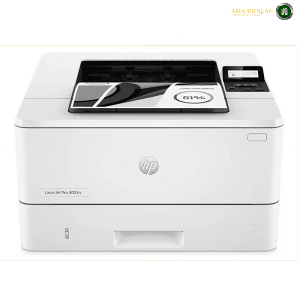 HP LaserJet Pro 4003n A4 Black and White Printer, Prints Up to 42/40 ppm, 1200 x 1200 dpi Resolution, Up to 900 Sheets Input Capacity, LCD Graphic Display, USB 2.0 / Ethernet | 2Z611A