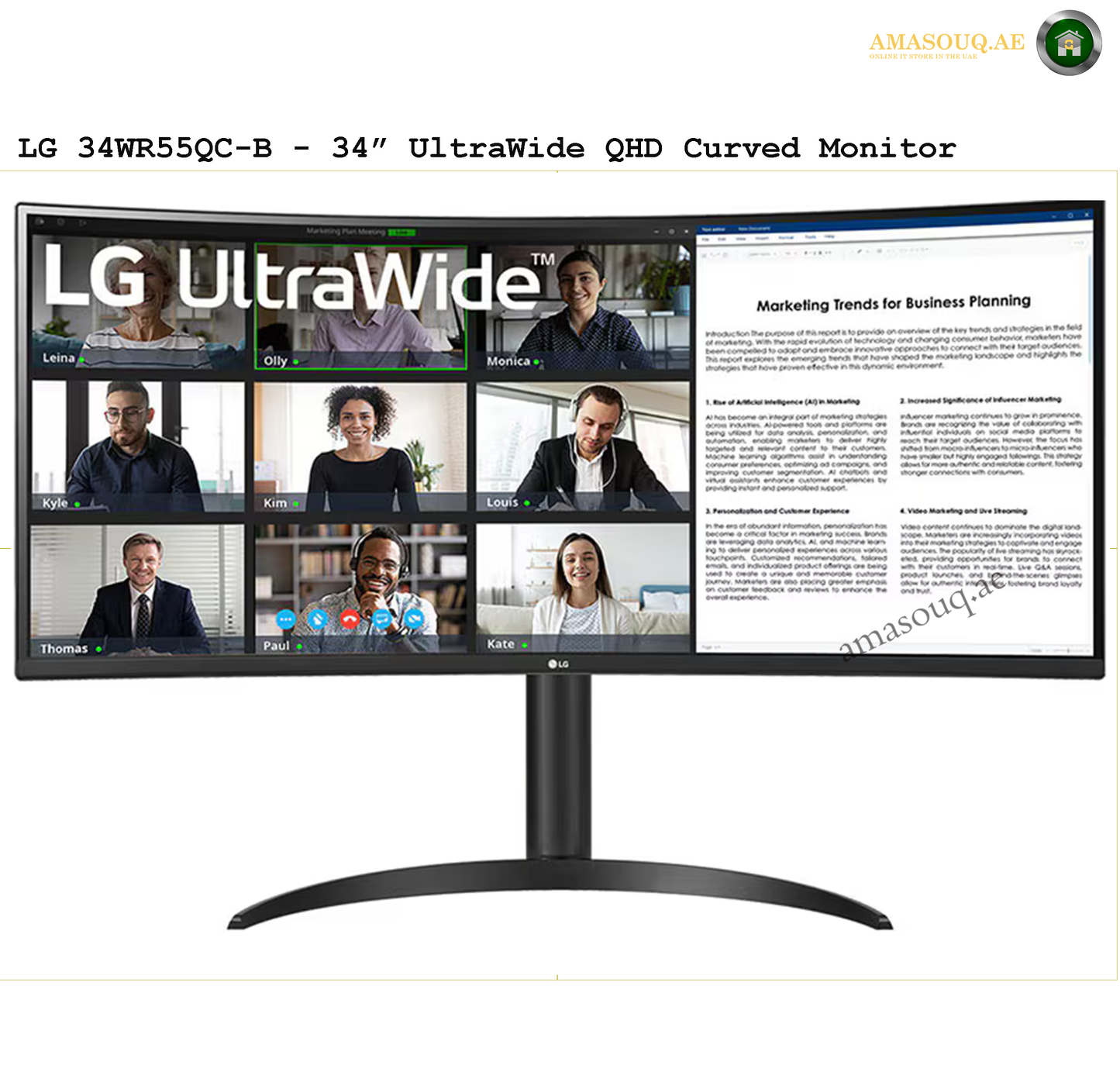LG QHD UltraWide Curved Monitor  - LG 34WR55QC-B  / 34"