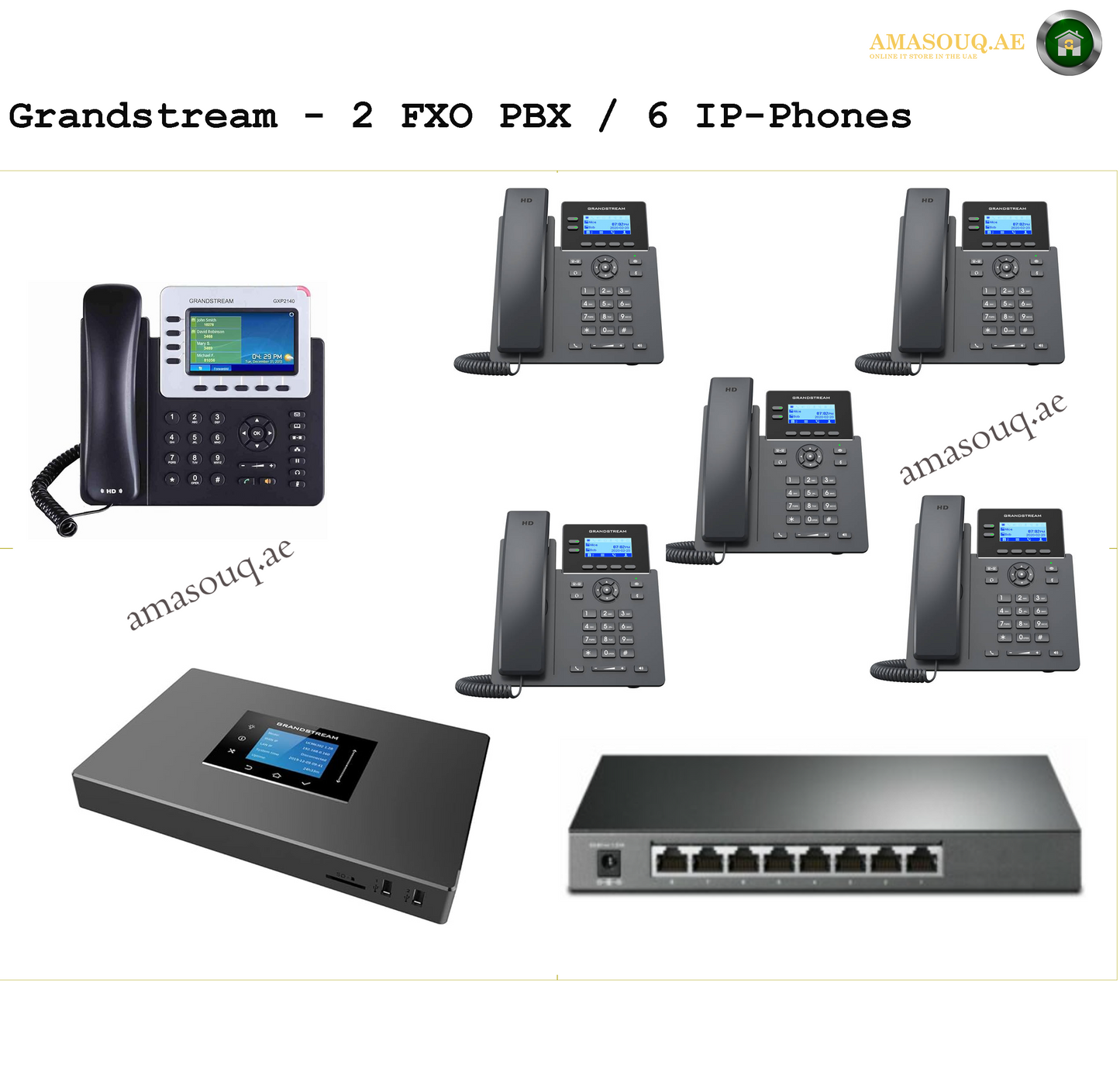 Grandstream - 2FXO PBX - 6 IP Phone
