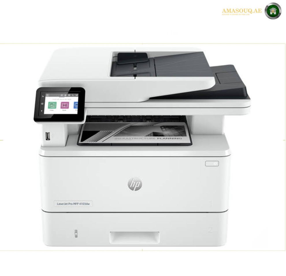 HP LaserJet Pro MFP 4103dw Printer, 2.7" Color Touchscreen Display, Up to 42ppm Print Speed, Up to 40cpm Copy Speed, 50 Sheets ADF Capacity, White | 2Z627A
