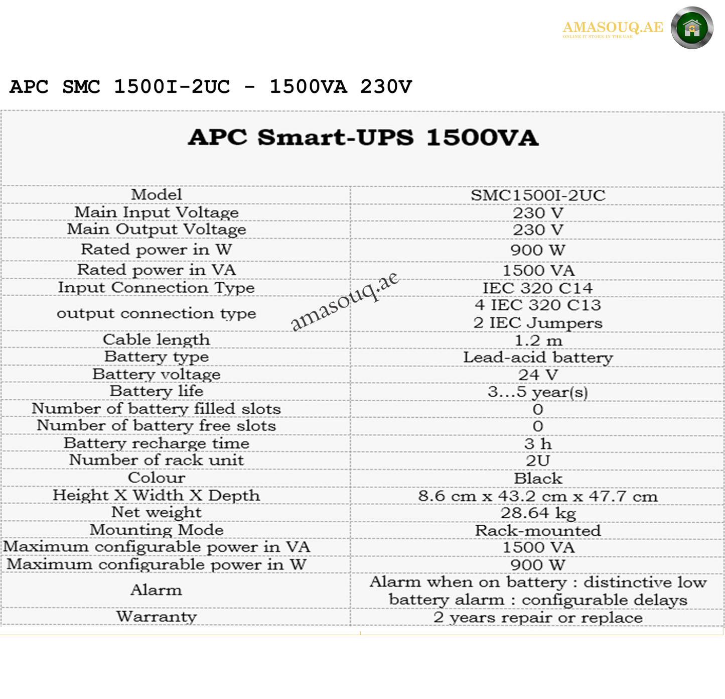 APC SMC1500I-2UC -  1500VA / 230V