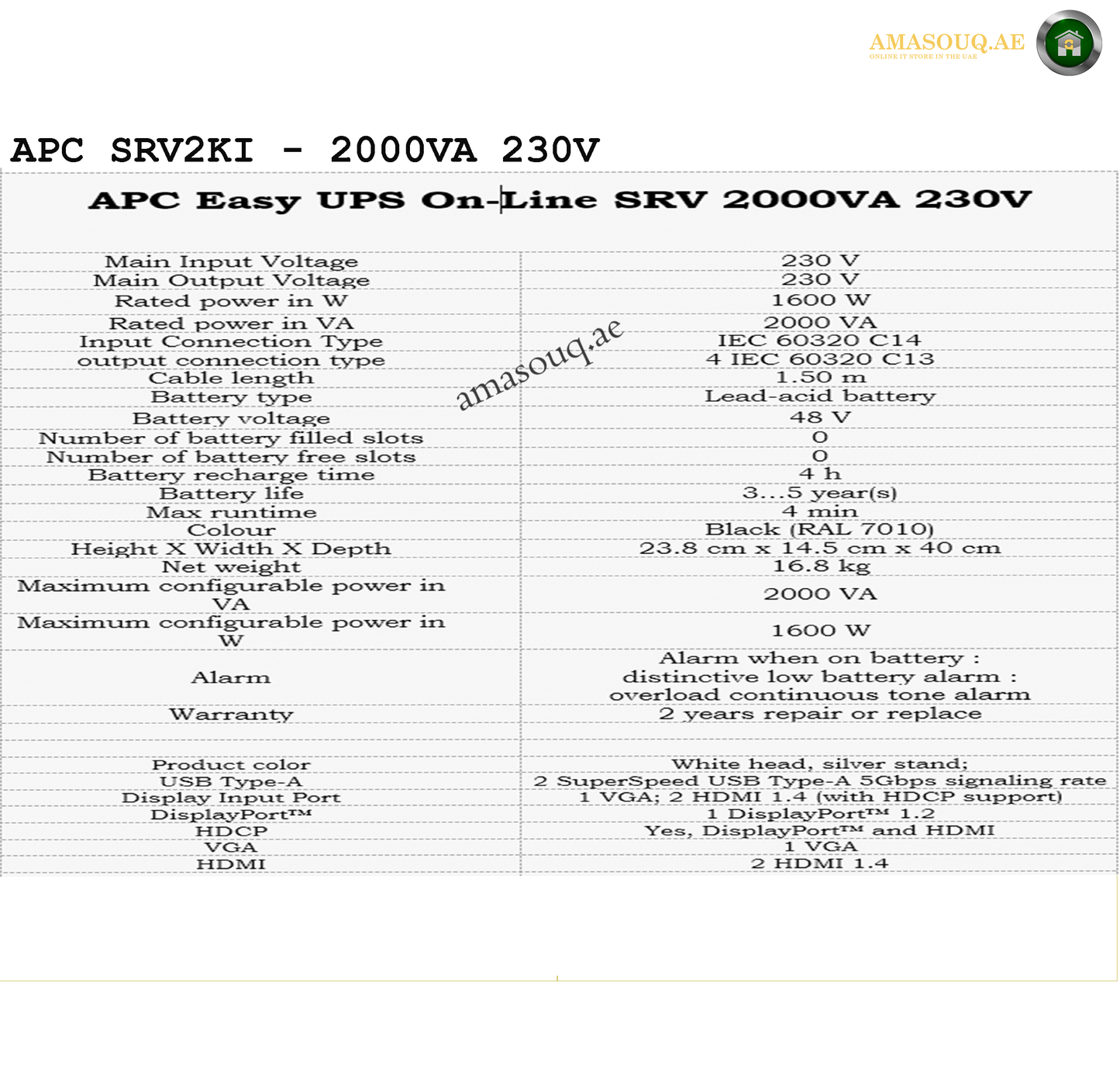APC SRV2KI - 2000VA / 230V