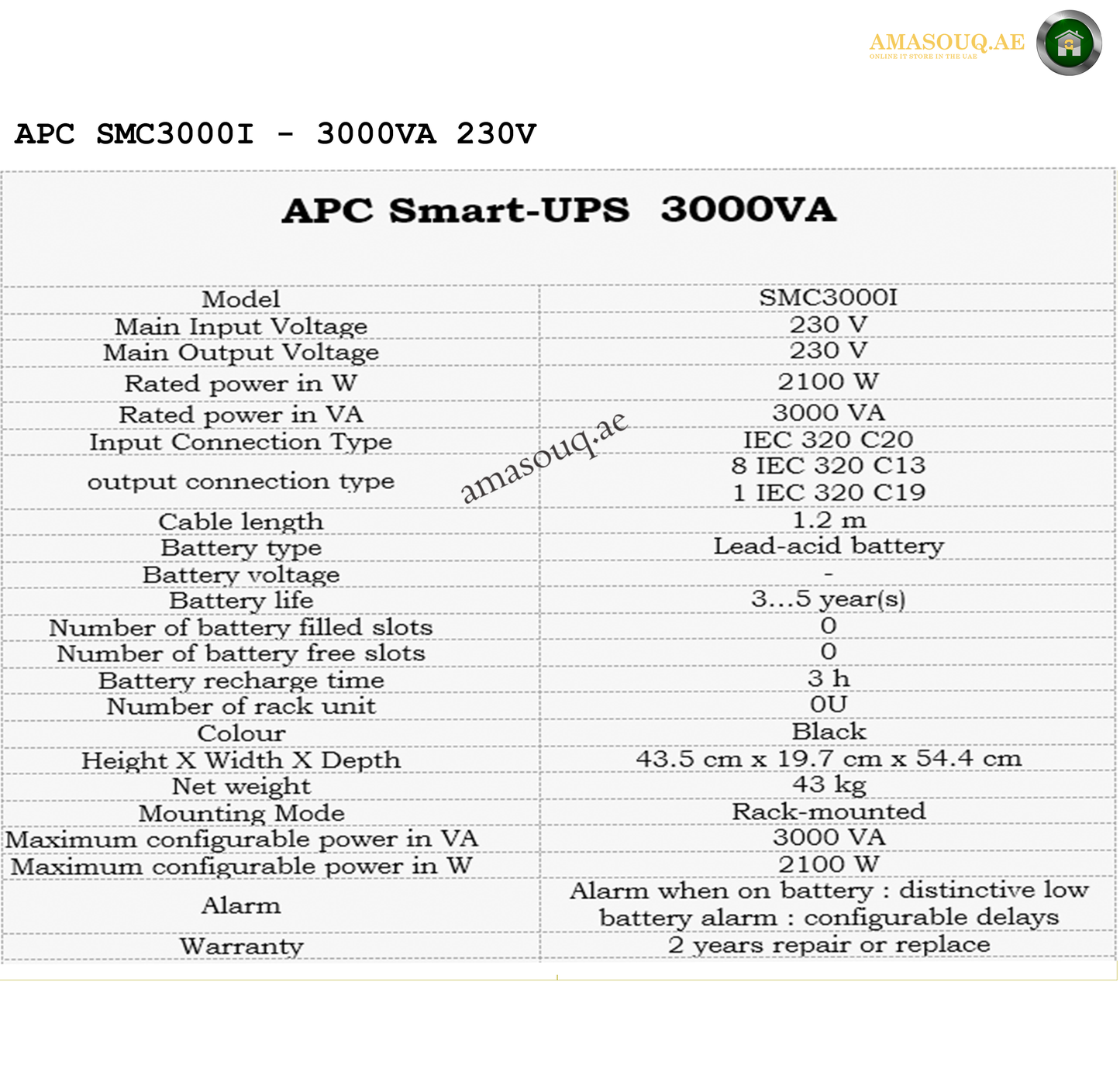 APC SMC3000I TOWER - 3000VA / 230V