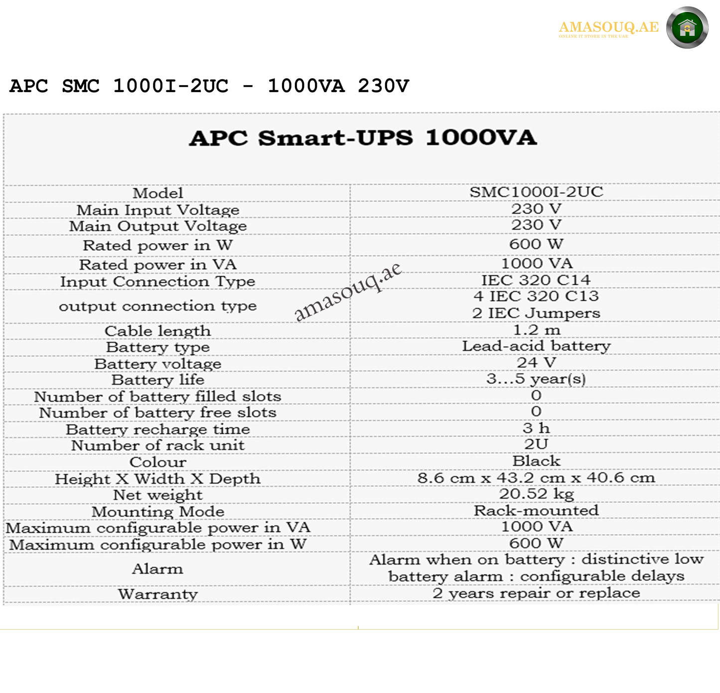 APC SMC1000I-2UC - 1000VA / 230V