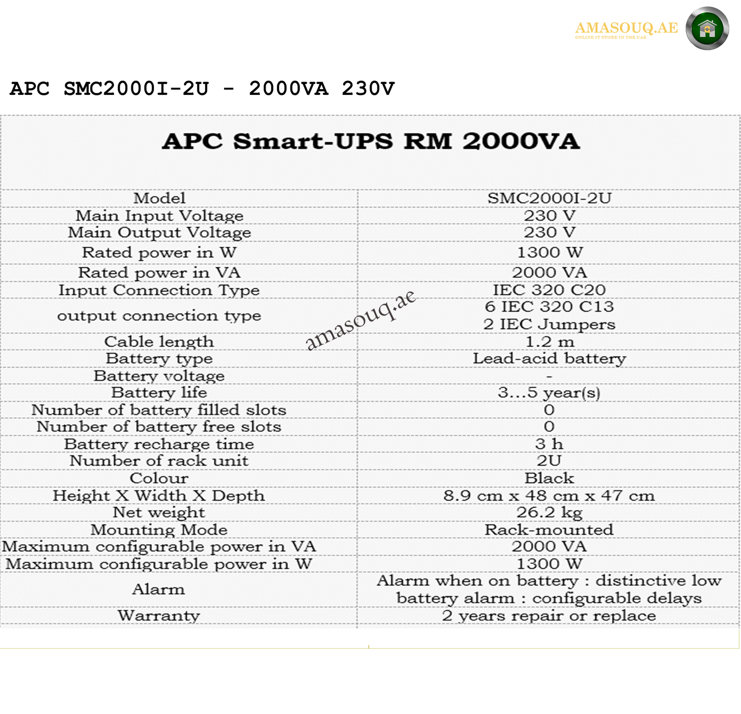 APC SMC2000I-2U  -  2000VA / 230V