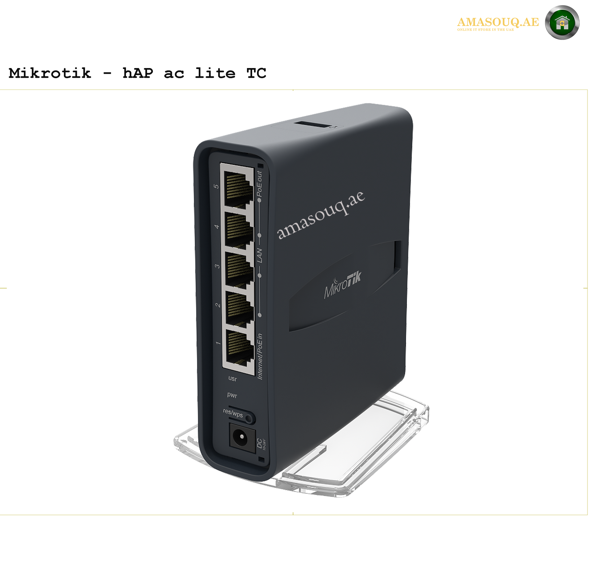 Black Mikrotik router at AMASOUQ.AE front view